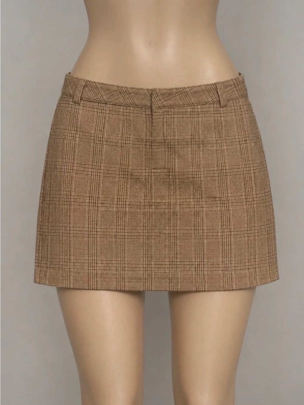 H&M Brown Plaid Mini Skirt